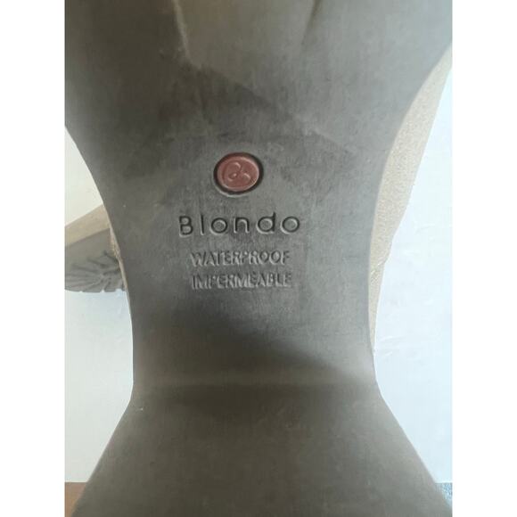 Blondo Skye Waterproof Nubuck Taupe Chunky Heel 2 Side Zip Ankle Booties 6.5M - Picture 10 of 11